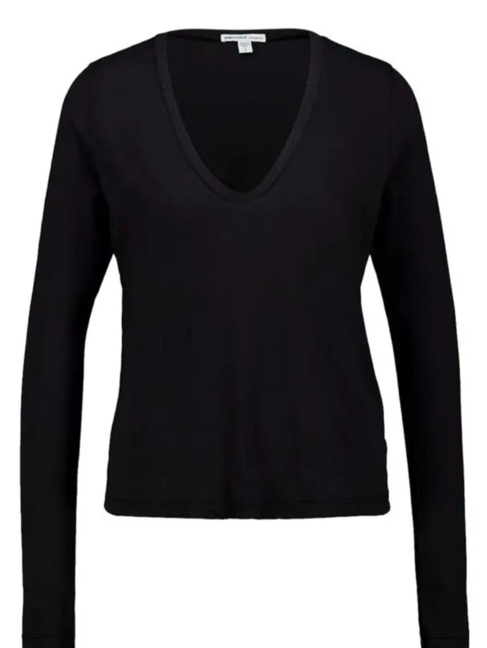 James Perse Black V-Neck Long Sleeve Top